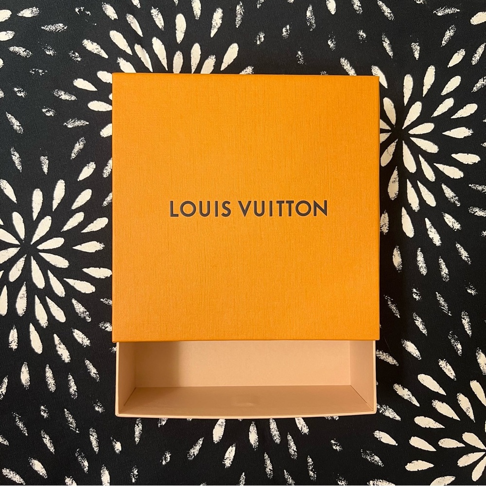 New Louis Vuitton Small Box 6.5”x6.5”x2.5" Blue Ribbon Pull Jewelry Box